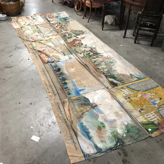 2 BURMESE BUDDHIST BANNERS WIDTH 4 MM X HEIGHT 0.8 MM HAND PAINTED 