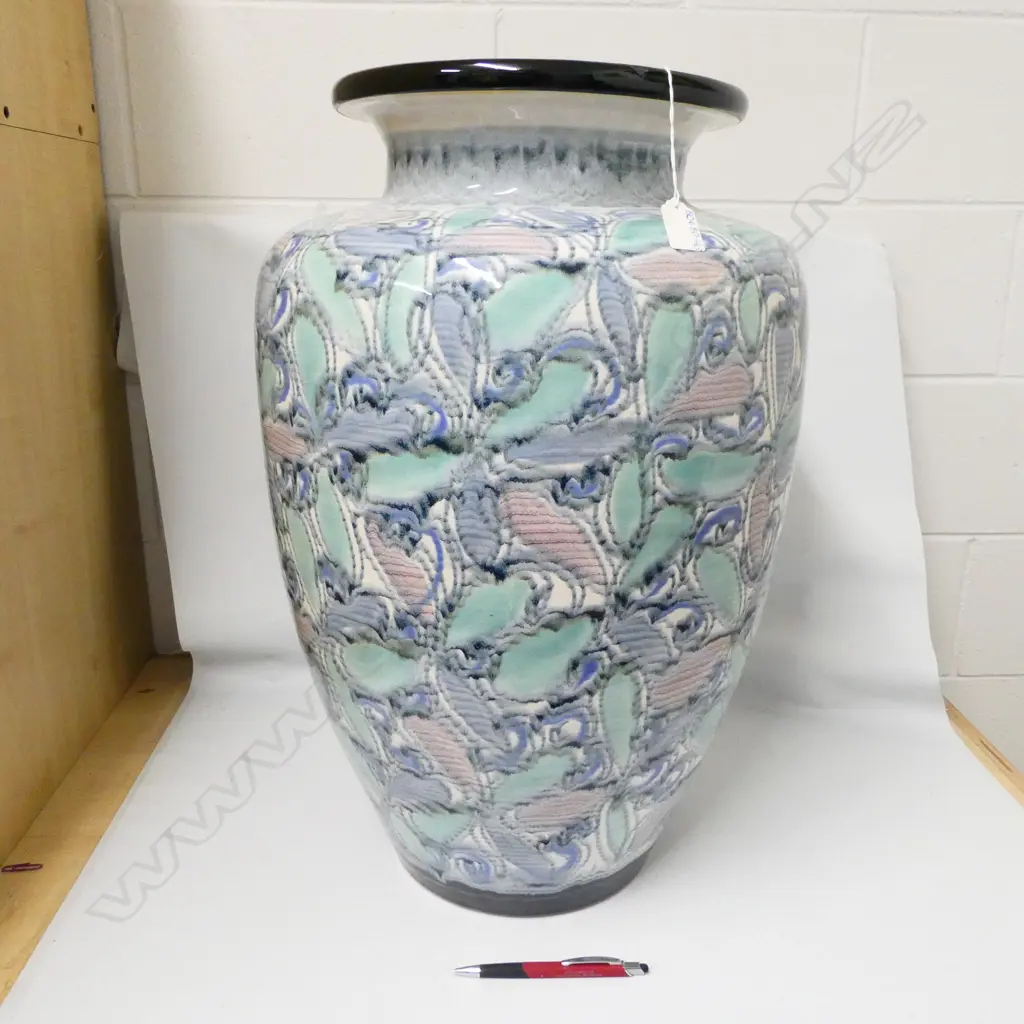 EX. LG JAPANESE SHIGARAKI KILN GLAZED POTTERY FLOOR VASE. H. 650MM Image 1++
