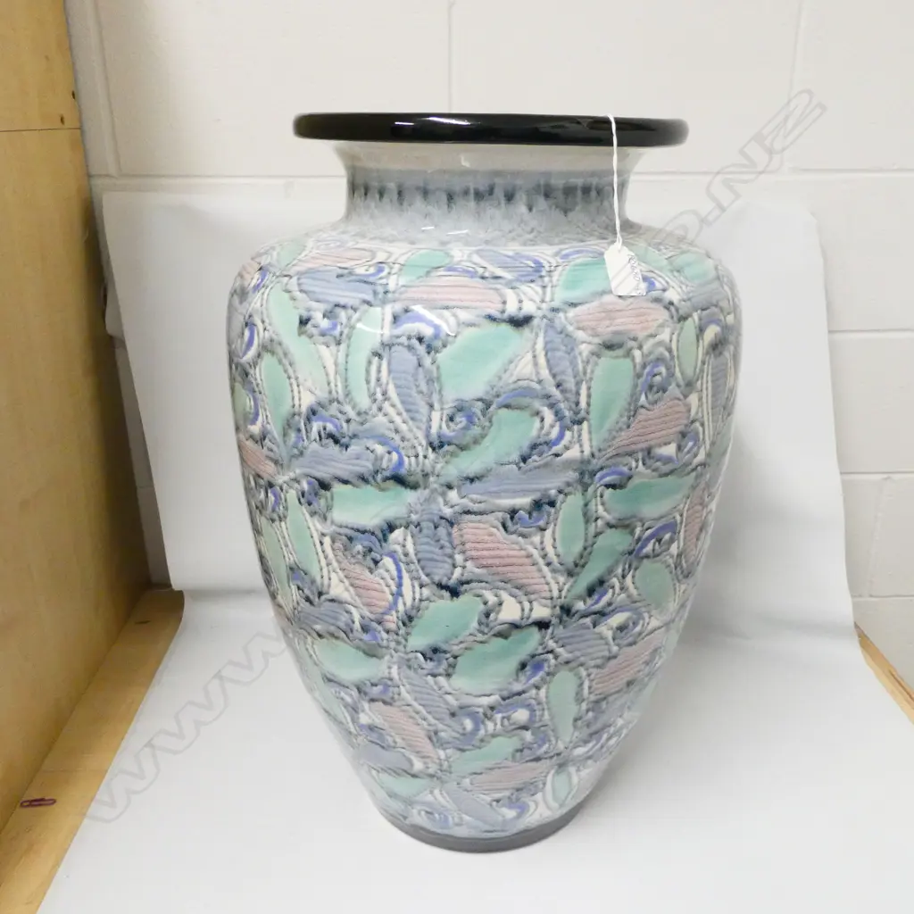 EX. LG JAPANESE SHIGARAKI KILN GLAZED POTTERY FLOOR VASE. H. 650MM Image 1++