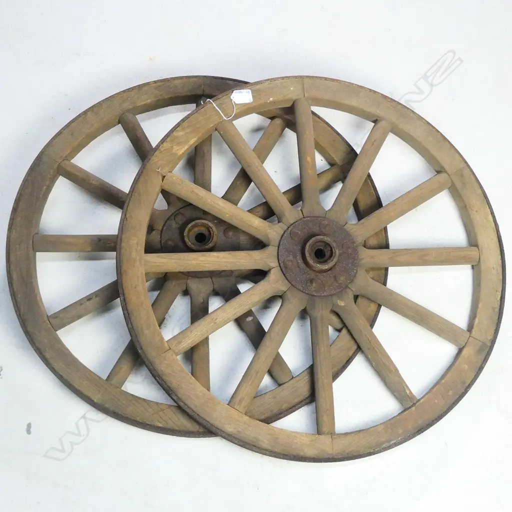 PR OLD WOODEN CART WHEELS IRON RIMS Image 1++