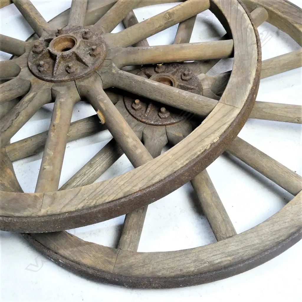PR OLD WOODEN CART WHEELS IRON RIMS Image 1++