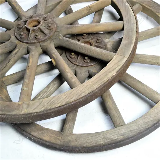 PR OLD WOODEN CART WHEELS IRON RIMS