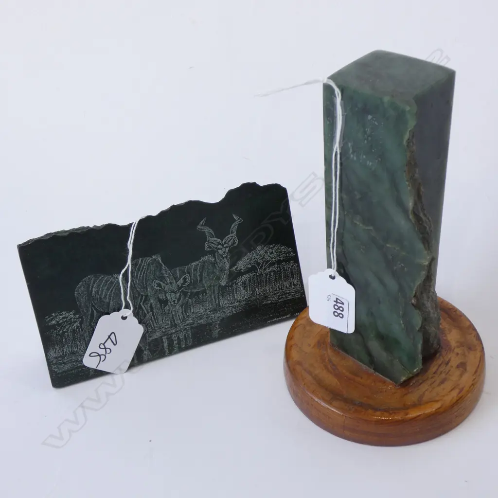 NEPHRITE GREENSTONE PCE & AFRICAN STONE ARTWORK Image 1++