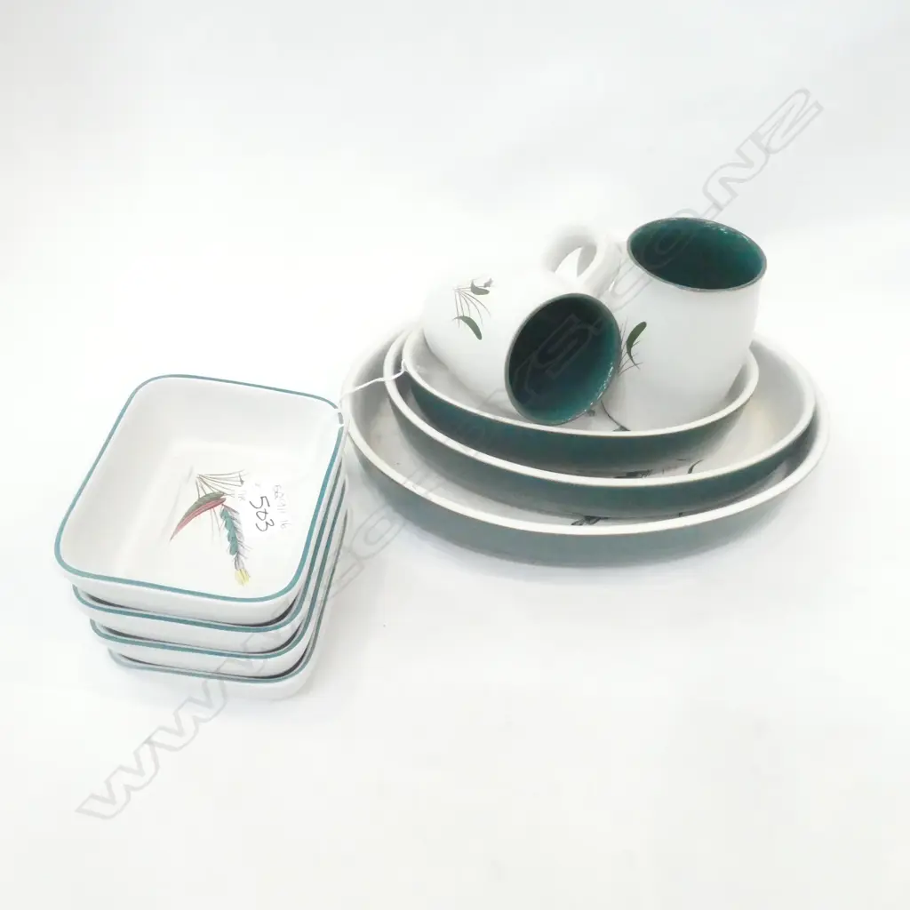 DENBY STONEWARE 'WHEATSHEAF' - 9PCS - 3 OVAL DISHES, 4 DISHES & 2 MUGS Image 1++