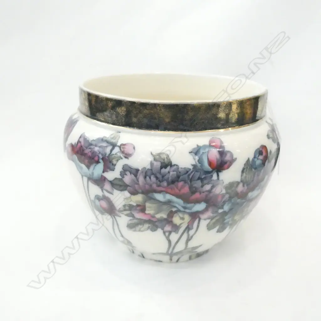 LGE VINTAGE ENGLISH JARDINIERE - PEONIES H. 235MM Image 1++