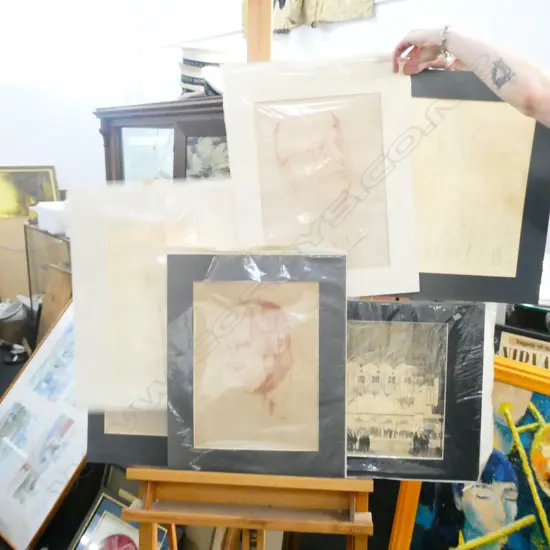 5 SKETCHES SIGNED ZIEGLER C. 1930 + 1 OTHER 