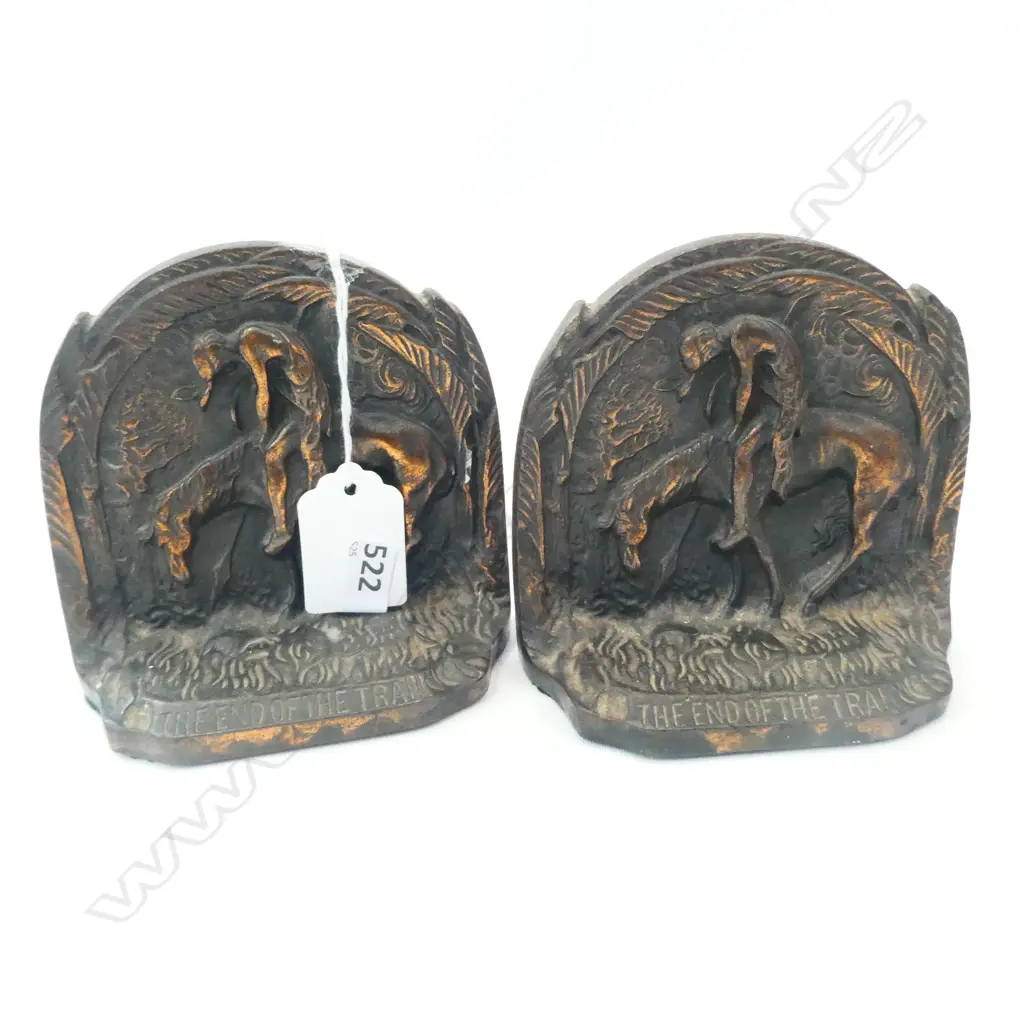 PR OLD 'END OF THE TRAIL' BRONZED BOOKENDS Image 1++
