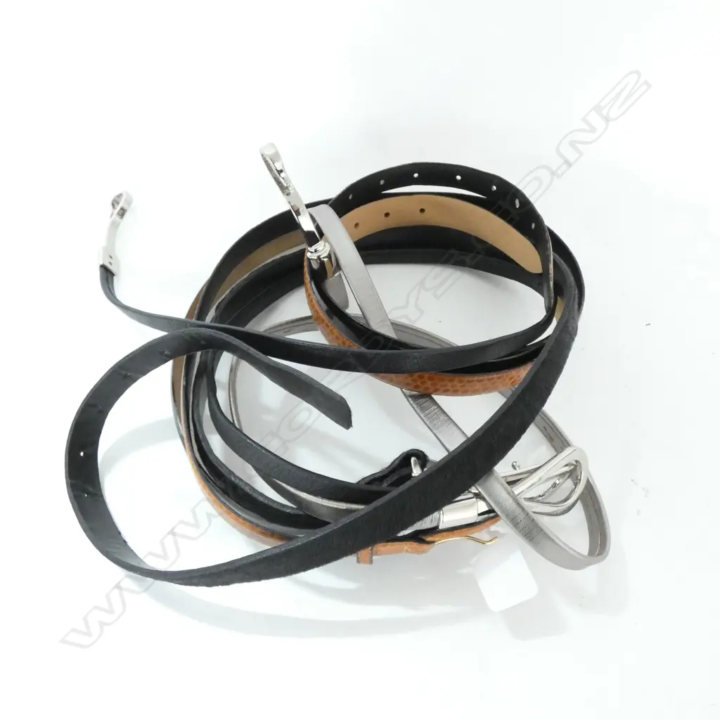 FIVE NARROW LEATHER LADIES BELTS, INCL ITALIAN LEATHER. Image 1++