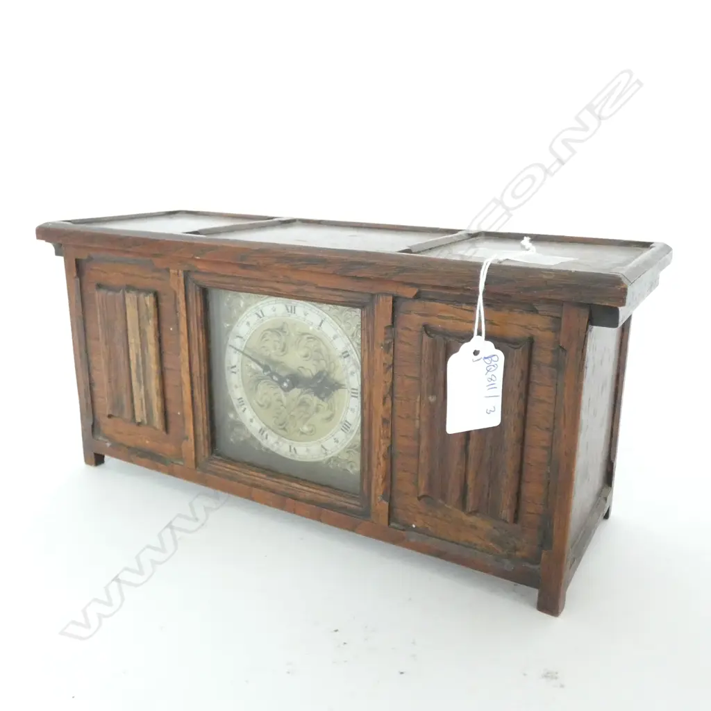 ENGLISH OAK MANTLE CLOCK L. 305MM Image 1++
