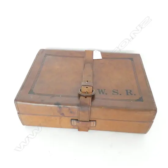 LEATHER BOUND TRAVELLER’S TOILETRY CASE MONOGRAMED W.S.R 