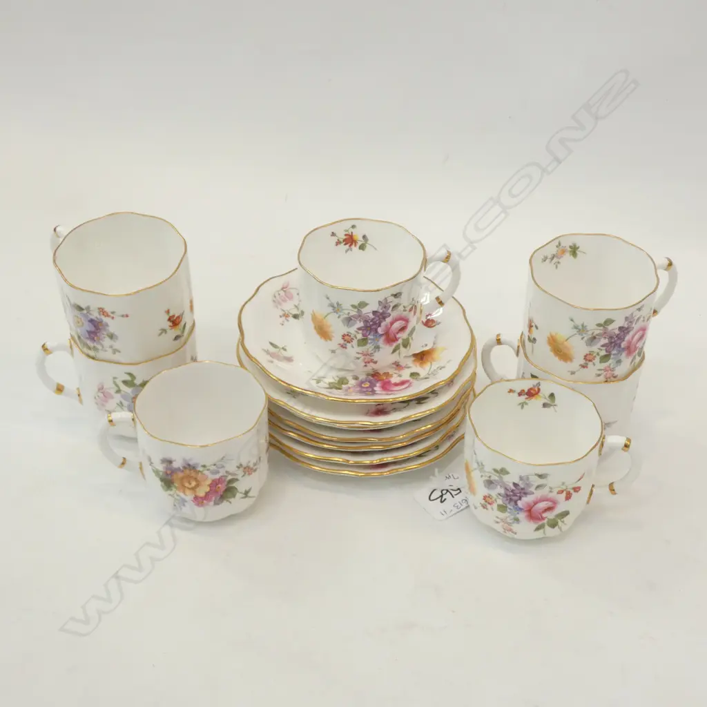 ROYAL CROWN DERBY - DERBY POSIES - 7 DEMITASSE CUPS & SAUCERS Image 1++