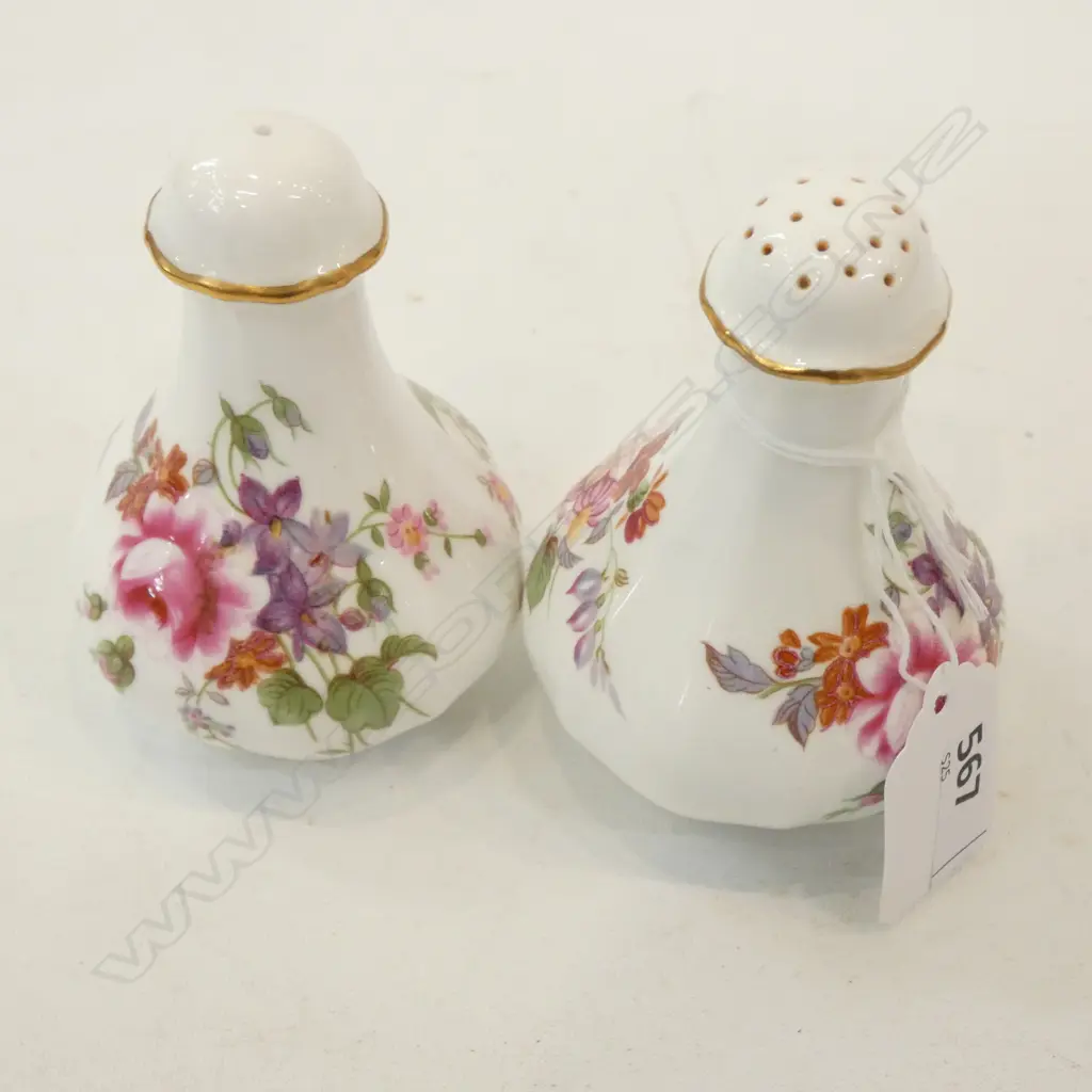 	PAIR ROYAL CROWN DERBY - DERBY POSIES SALT & PEPPER SHAKERS H. 100MM Image 1++
