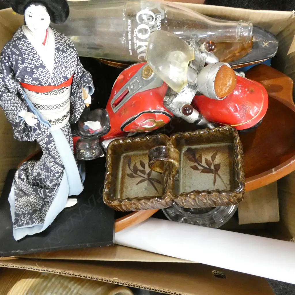BOX LOT JAPANESE DOLL, BIKE, COKE ETC Image 1++