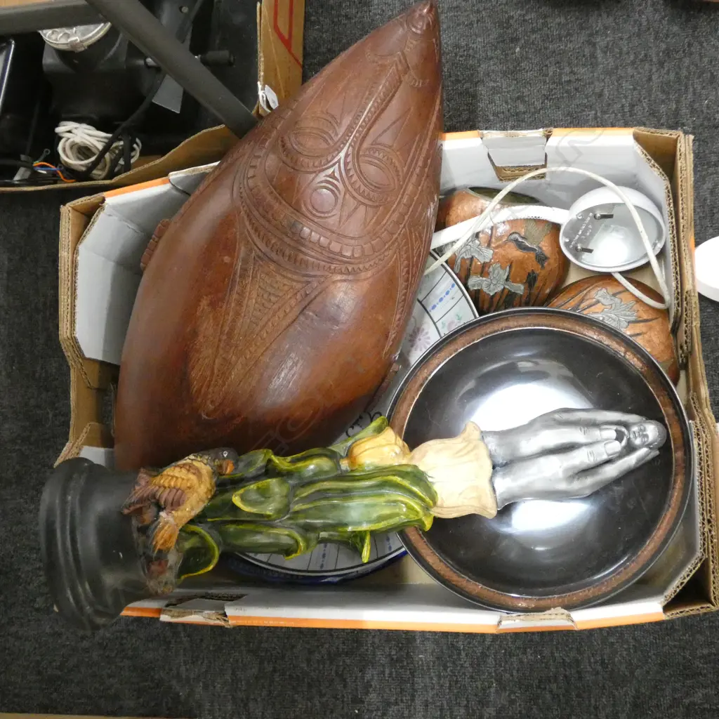 BOX LOT PLATES, LAMP, ETC Image 1++