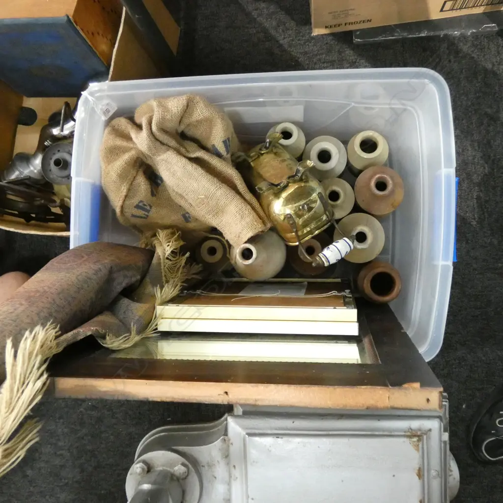BOX LOT BOTTLES, MIRROR, BAG SOAP FLAKES ETC Image 1++