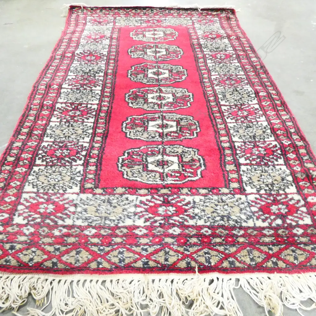 H/KNOTTED AFGHAN TURKOMAN RUG WOOL ON COTTON 1300X770mm Image 1++