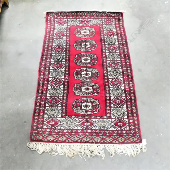 H/KNOTTED AFGHAN TURKOMAN RUG WOOL ON COTTON 1300X770mm