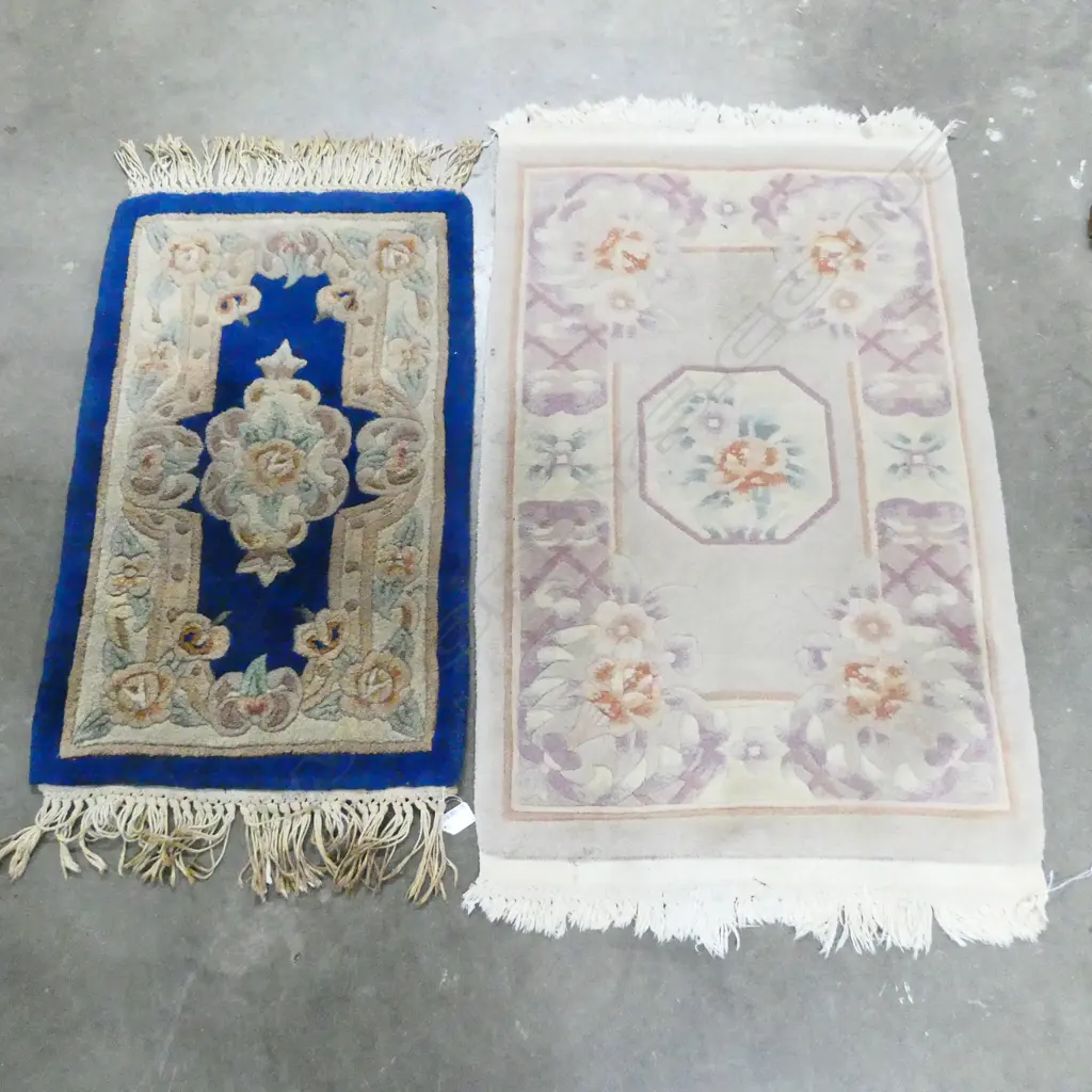 2 CHINESE HANDKNOTTED SMALL RUGS LGEST 940x625mm Image 1++