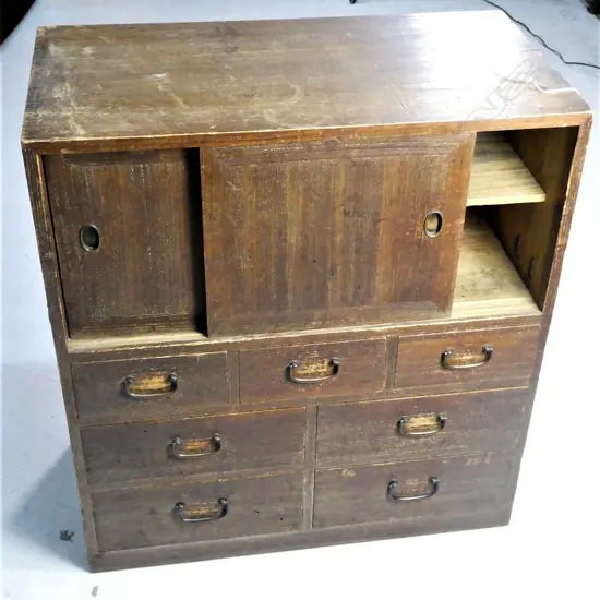 1930'S PAULOWNIA WOOD BEDSIDE CABINET