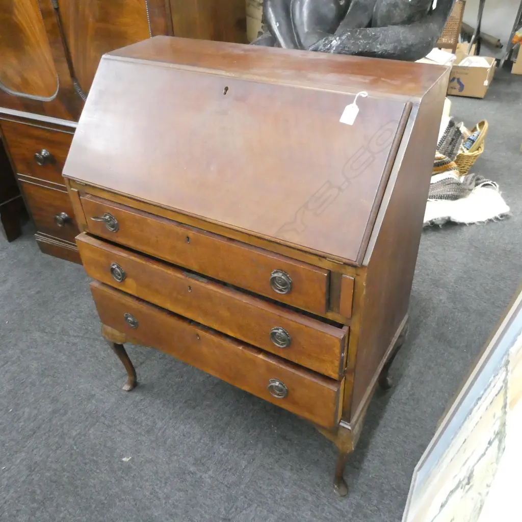 20THc GEORGIAN STYLE FALL-FRONT DESK/BUREAU A/F Image 1++