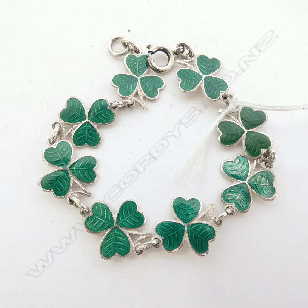 STG SILVER SHAMROCK BRACELET L. 190MM DUBLIN 1966 Image 1++