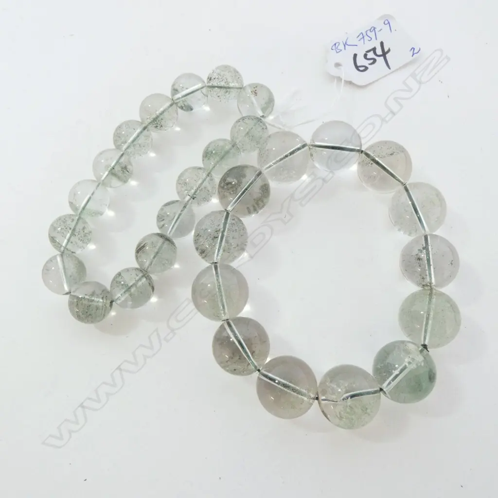 2 ROCK CRYSTAL BEAD BRACELETS Image 1++