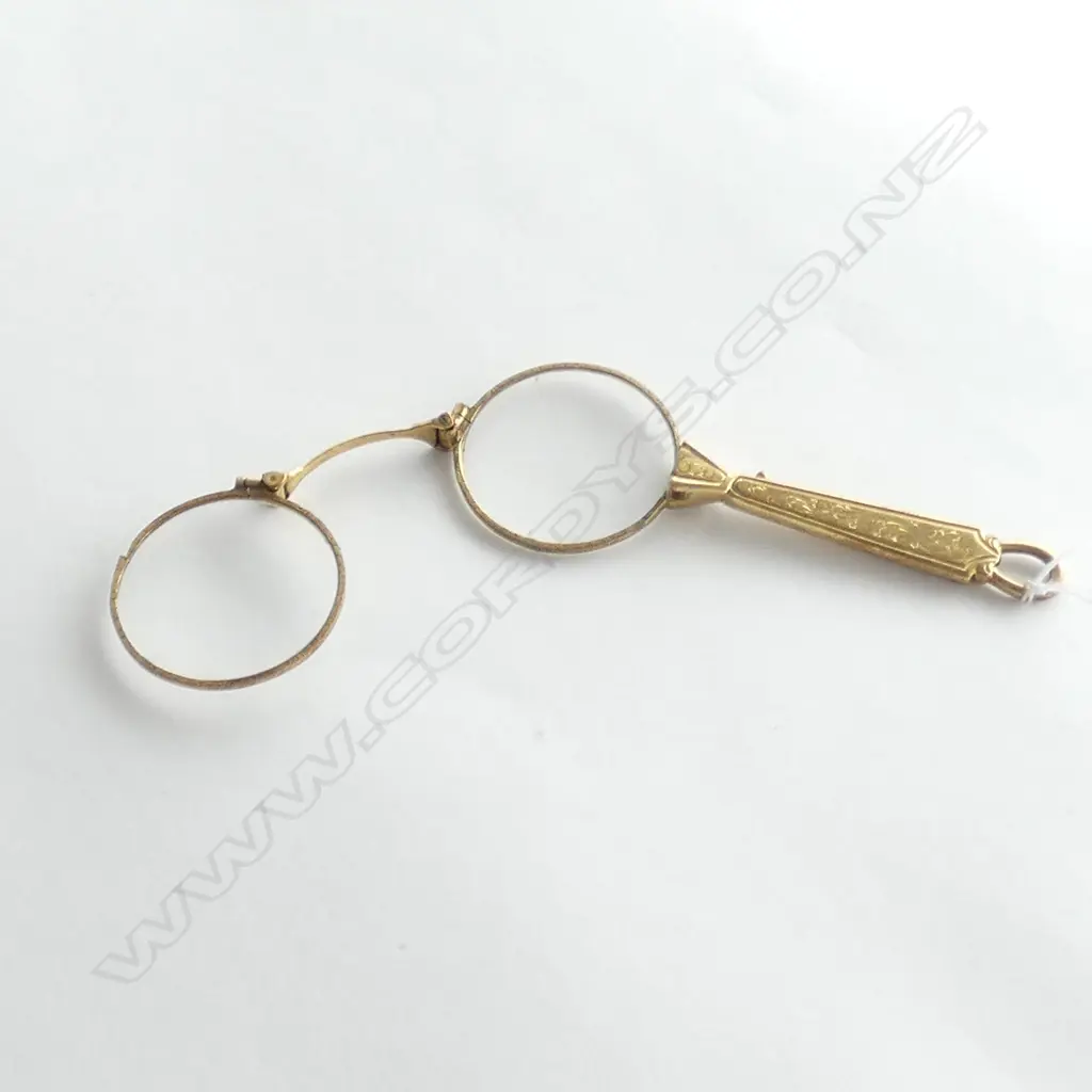 EARLY 20thC GILDED LORGNETTE SPRUNG MECHANISM Image 1++