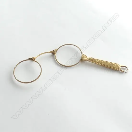 EARLY 20thC GILDED LORGNETTE SPRUNG MECHANISM