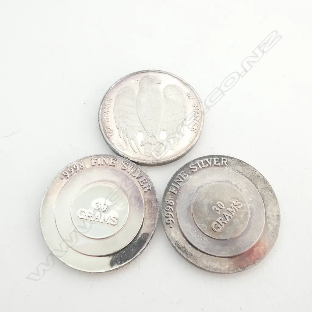 30 GRAM 1oz PURE SILVER ROUNDS - (LOT OF 3 ITEMS) Image 1++