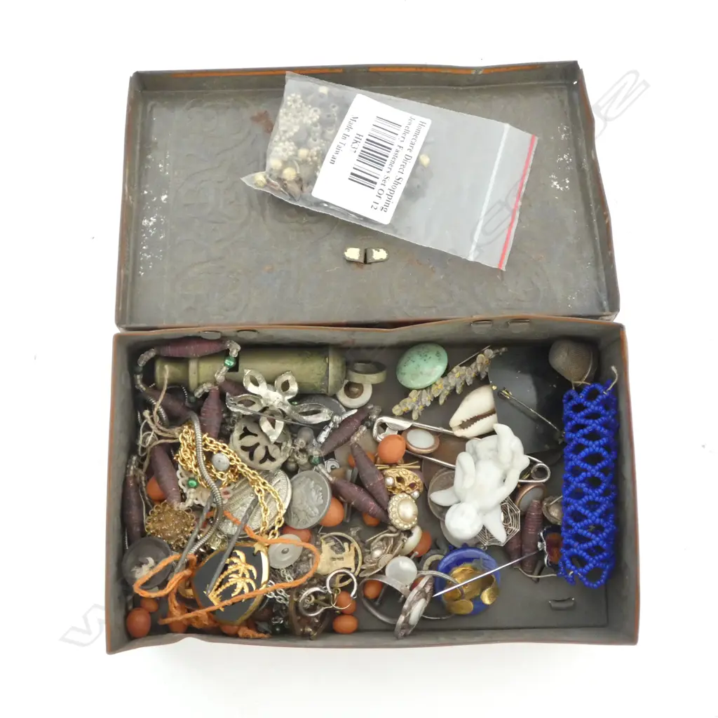 TIN: ODDS AND ENDS, MAINLY JEWELLERY AND SOME COINS Image 1++