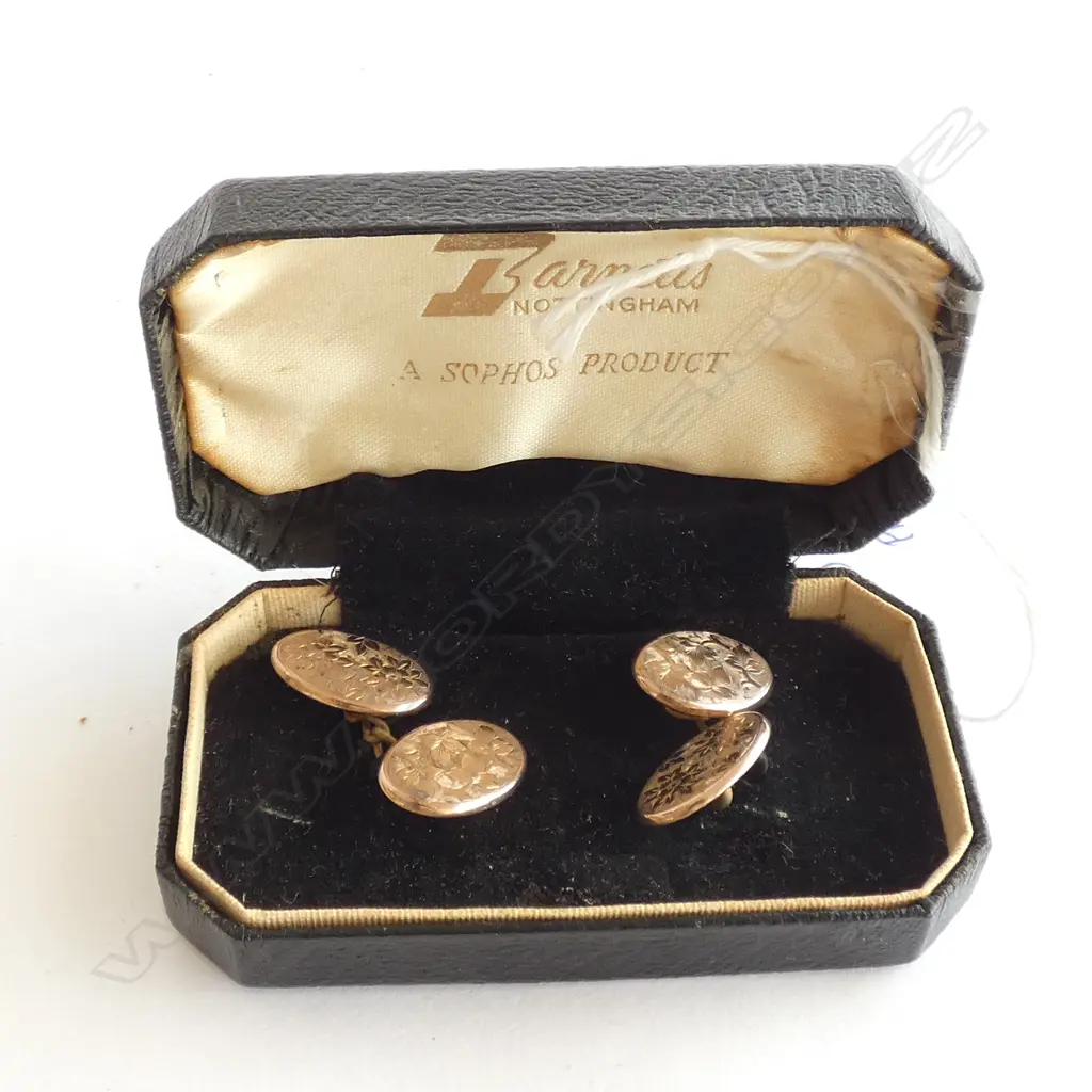 CASED SET OLD GILT CUFF LINKS Image 1++