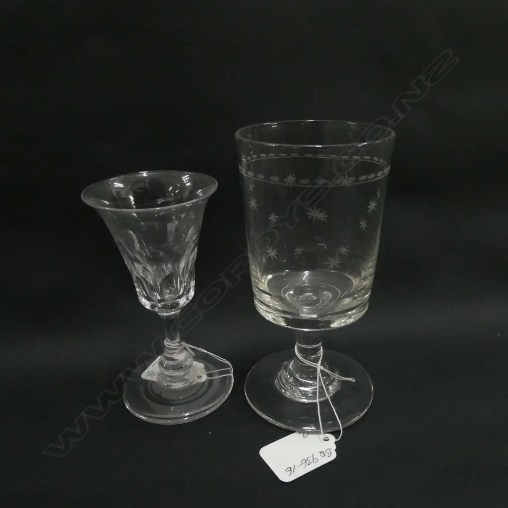 2 ANTIQUE STEMMED DRINKING GLASSES.... Image 1++