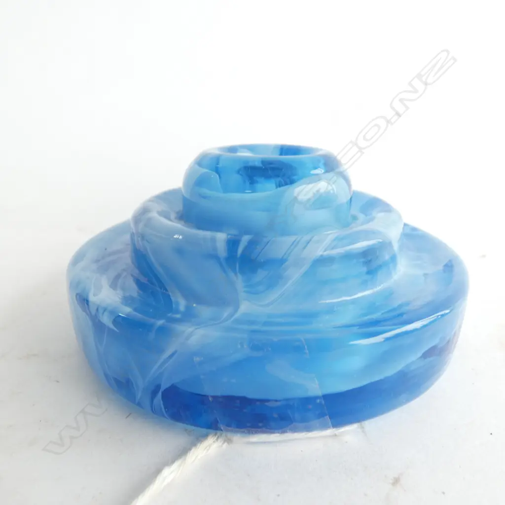 ANTIQUE SLAG GLASS CANDLE HOLDER D.100mm Image 1++