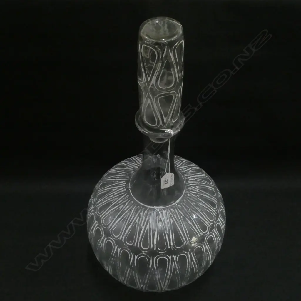 LARGE DECORATIVE GLASS BOTTLE WITH STOPPER. H. 580MM Image 1++