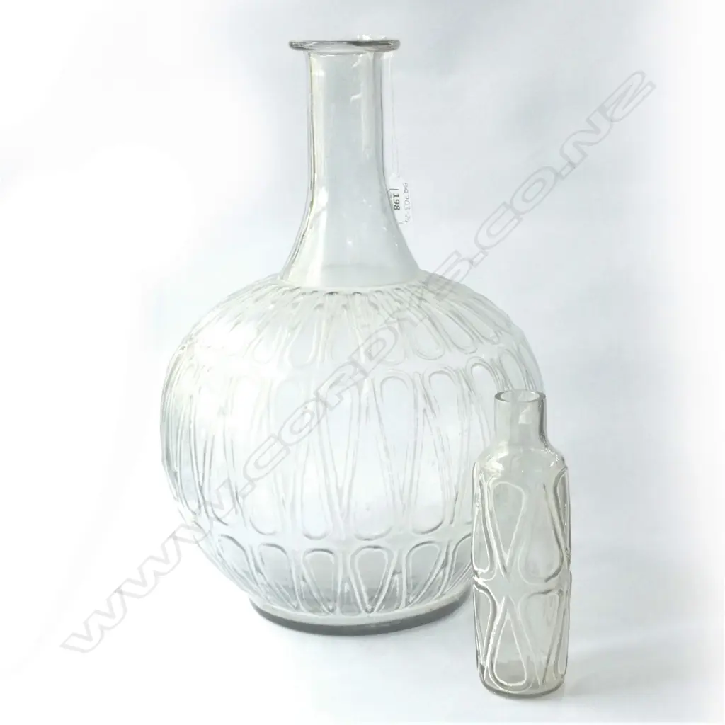 LARGE DECORATIVE GLASS BOTTLE WITH STOPPER. H. 580MM Image 1++