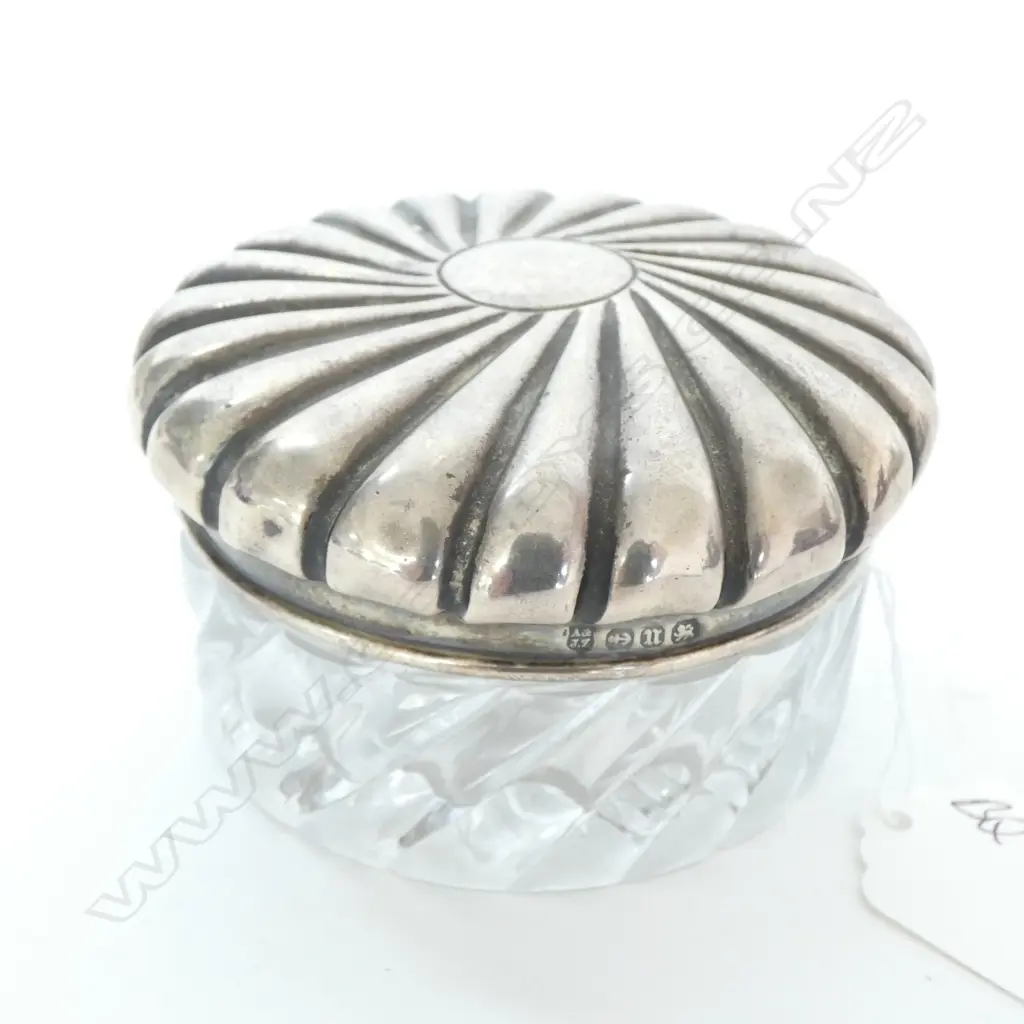 VICTORIAN SILVER LIDDED GLASS VANITY JAR... Image 1++