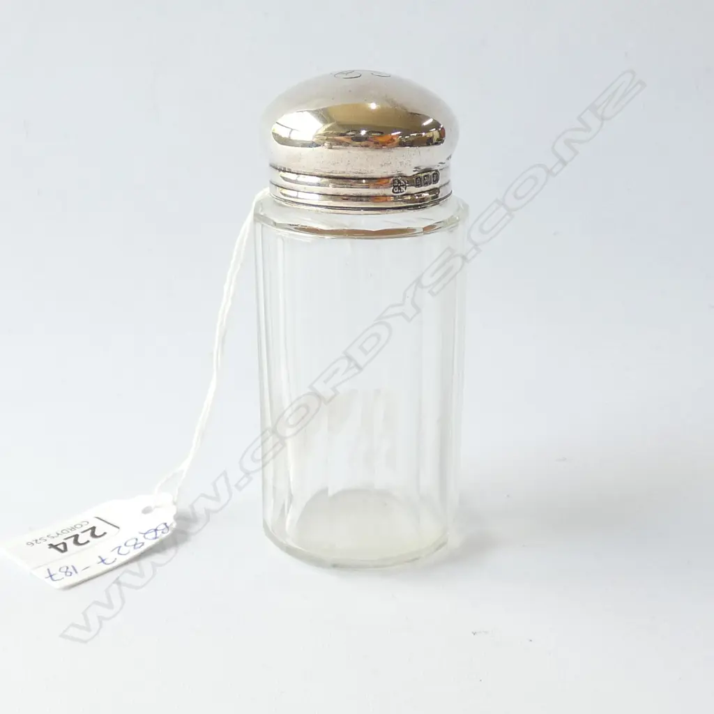 STG SILVER TOPPED GLASS DRESSING TABLE JAR H. 95MM Image 1++
