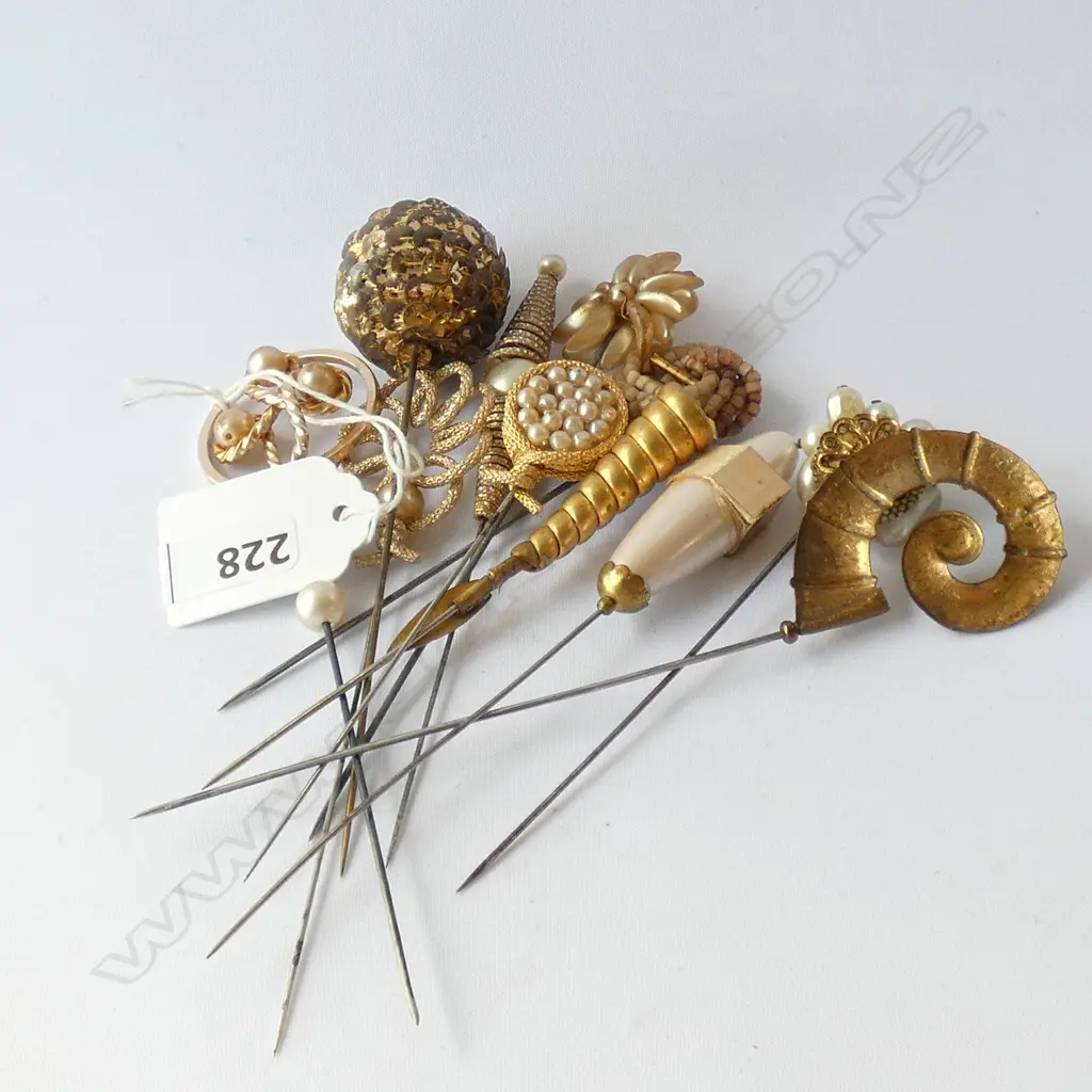 11 VARIOUS ART DECO HAT PINS Image 1++