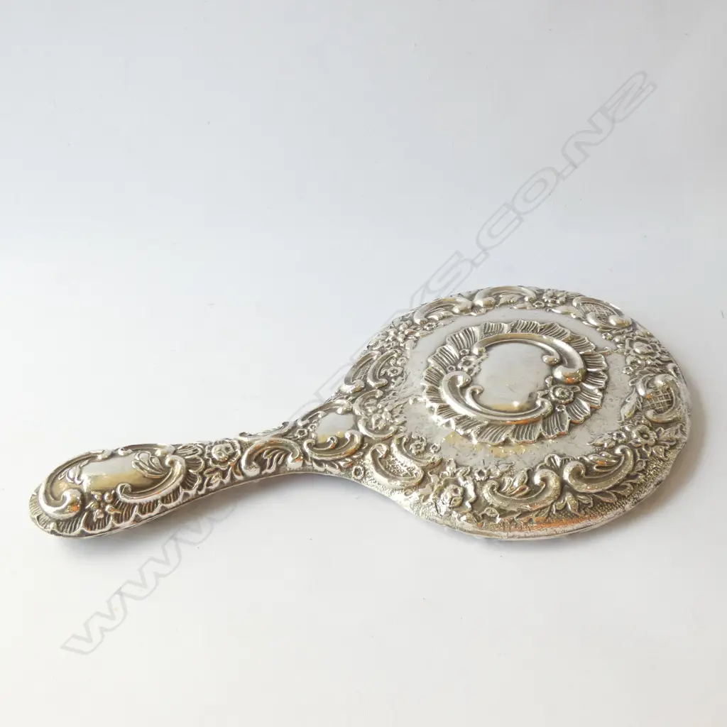 STG SILVER EMBOSSED HAND MIRROR B 1908 Image 1++