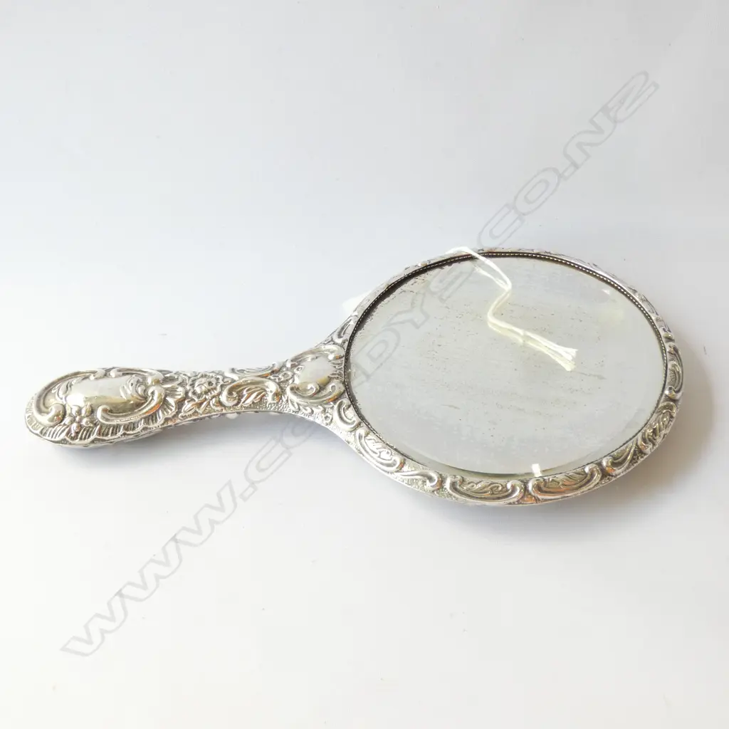 STG SILVER EMBOSSED HAND MIRROR B 1908 Image 1++