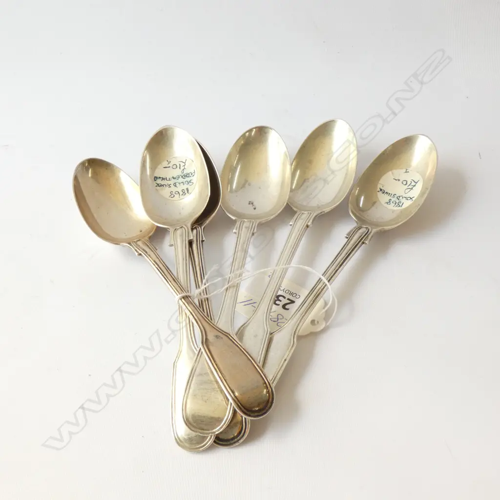 6 VICT. SILVER TEASPOONS FIDDLE & THREAD 190GMS Image 1++