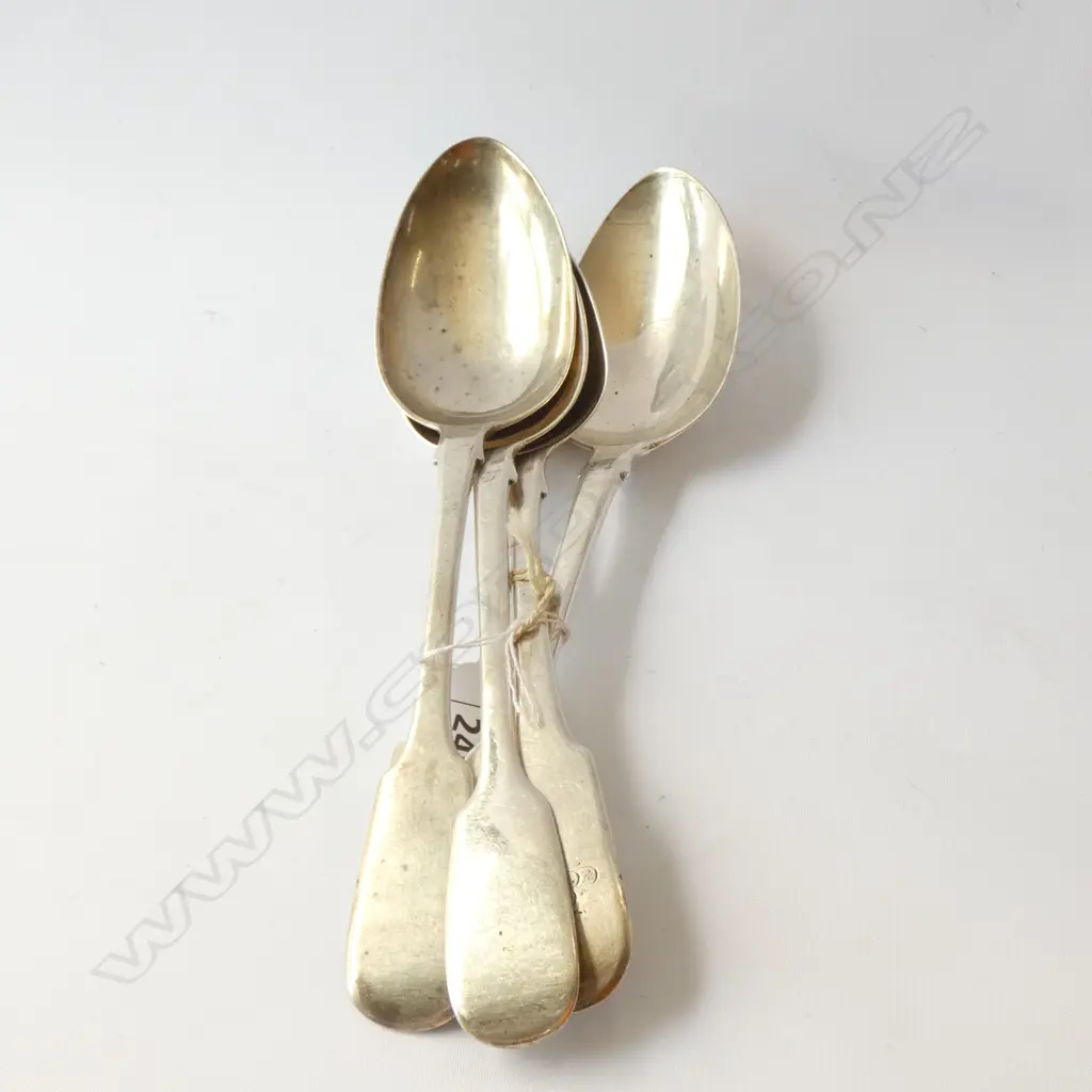 4 SILVER FIDDLE PATTERN TABLESPOONS 273GMS Image 1++