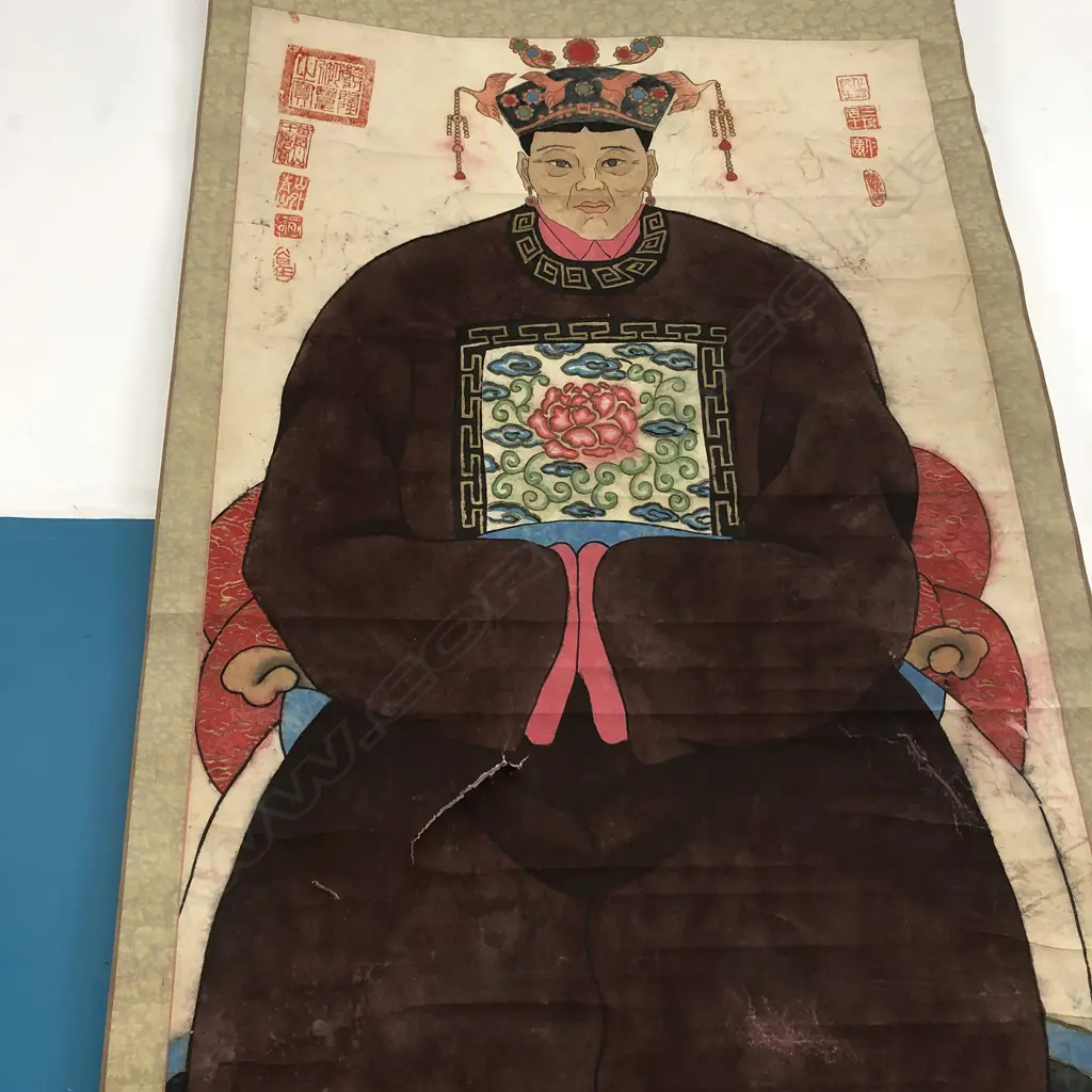 PR CHINESE WATERCOLOUR SCROLLS, EMPEROR & EMPRESS AF 1900 X 715MM Image 1++