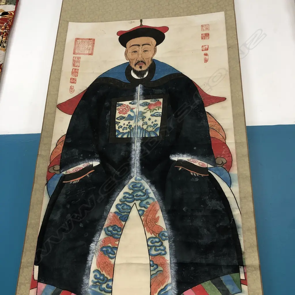 PR CHINESE WATERCOLOUR SCROLLS, EMPEROR & EMPRESS AF 1900 X 715MM Image 1++