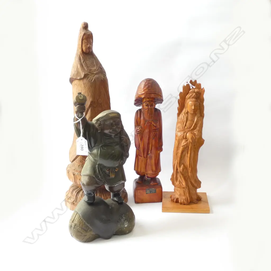 GROUP OF 4 STATUES OF LUCKY GODS - TALLEST 450MM Image 1++
