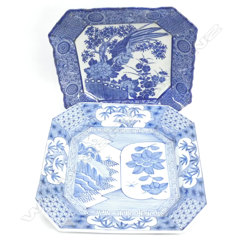 2 MEIJI PERIOD IMARI PLATES, SQUARE, 1 WITH A CRACK (320 X 320MM) Image 1++