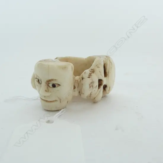 OLD NETSUKE ? SKULL MASK SKELETON L.45mm