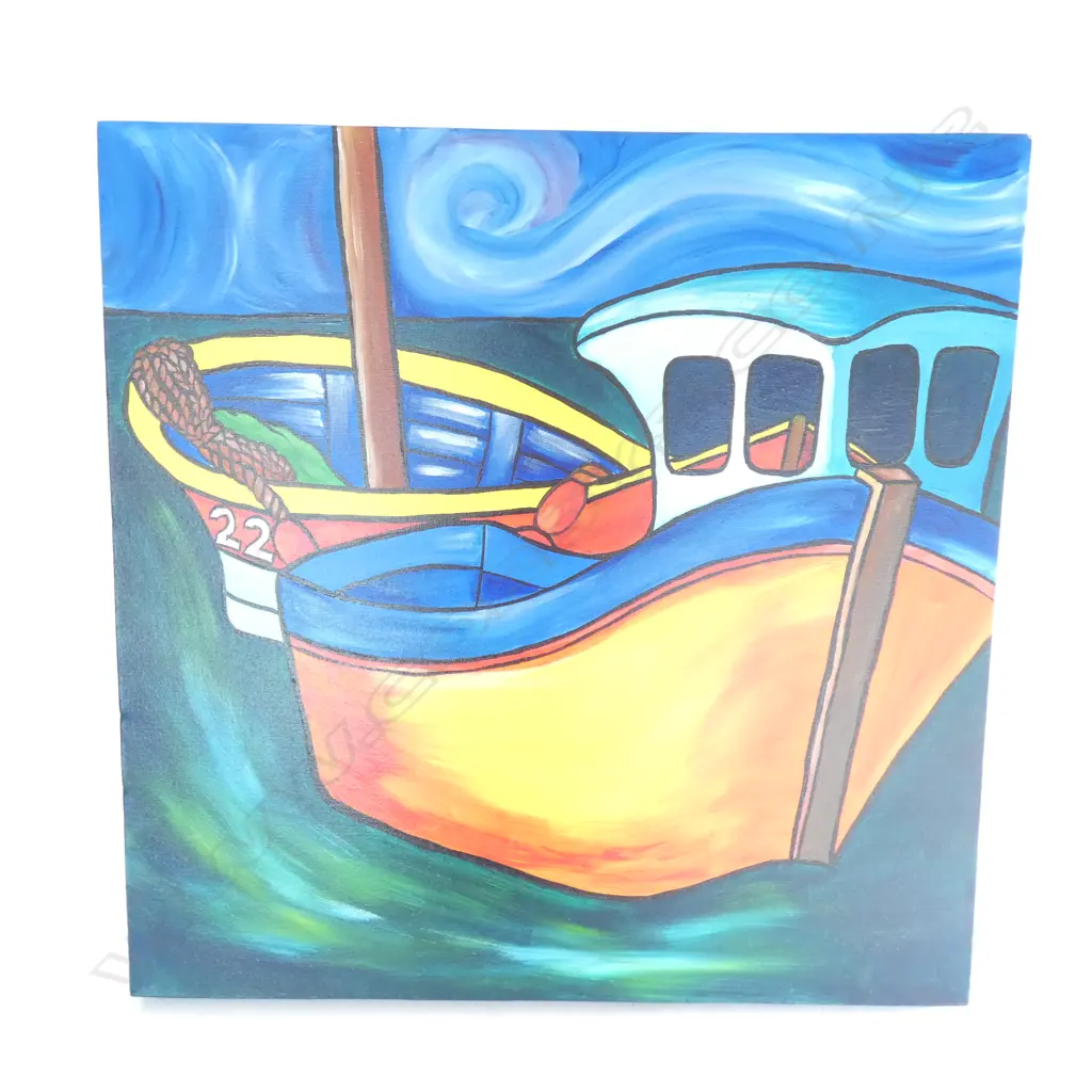 ACRYLIC PAINTING FISHING BOAT AFTER VAN GOGH  Image 1++