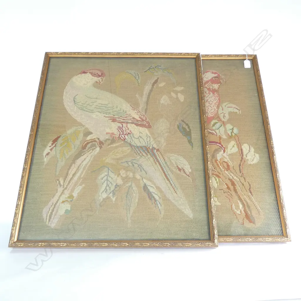 PR GILT FRAMED PARROT & BIRD TAPESTRIES 720 X 600MM (INCL FRAME)  Image 1++