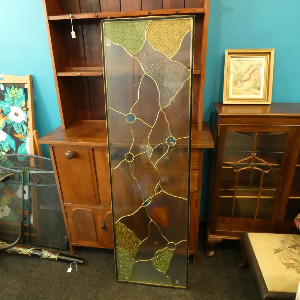 CONTEMPORARY STAINED GLASS WINDOW 1625 X 480MM Image 1++
